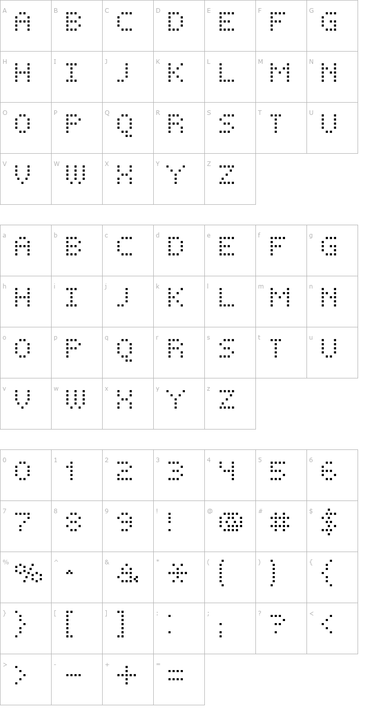 Character Map FFF Phantom 01 Font