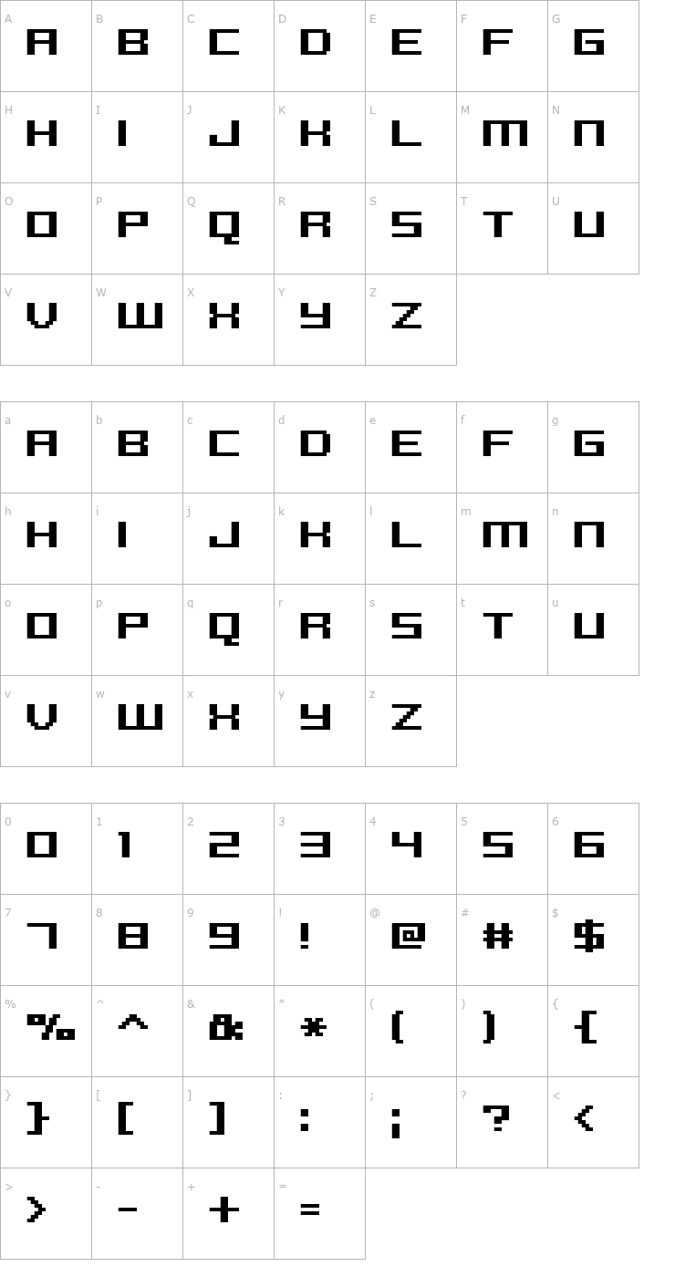 Character Map FFF Reaction Bold Extended Font