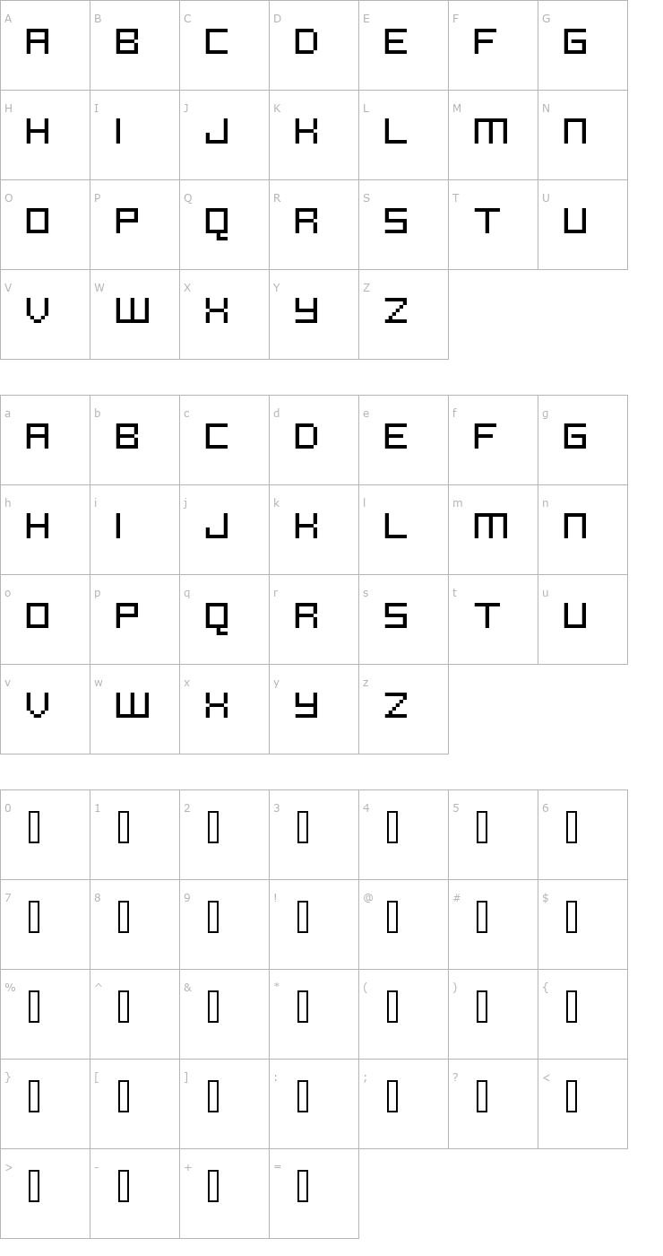 Character Map FFF Reaction Trial Font