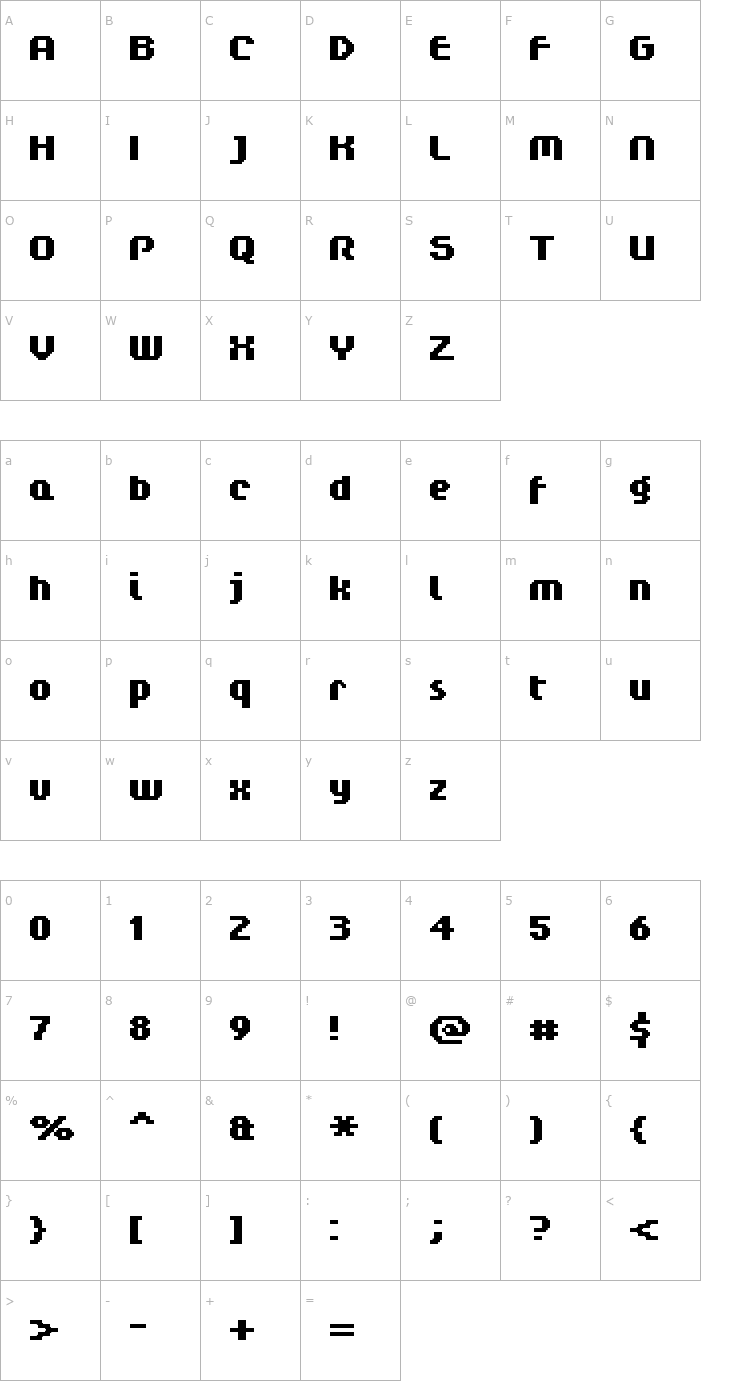 Character Map FFF Regency Bold Extended Font