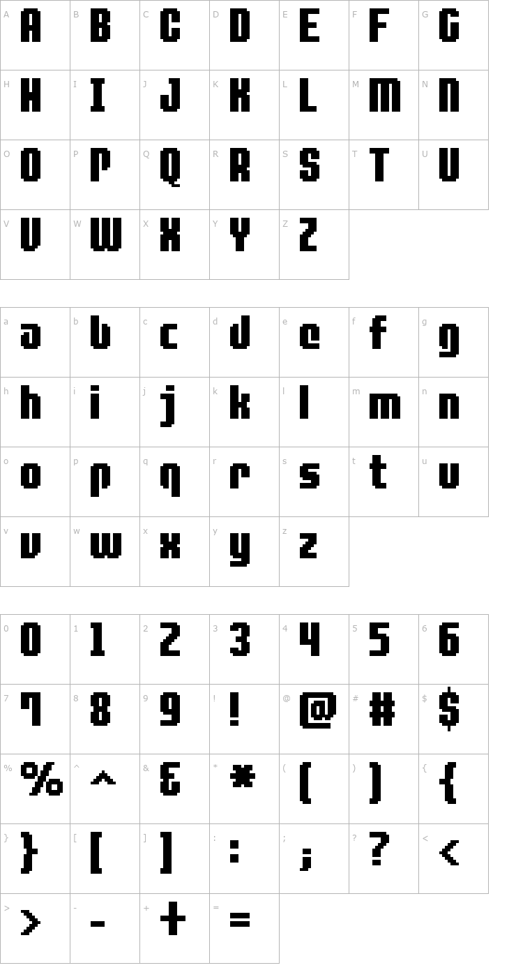 Character Map FFF Spacedust Font