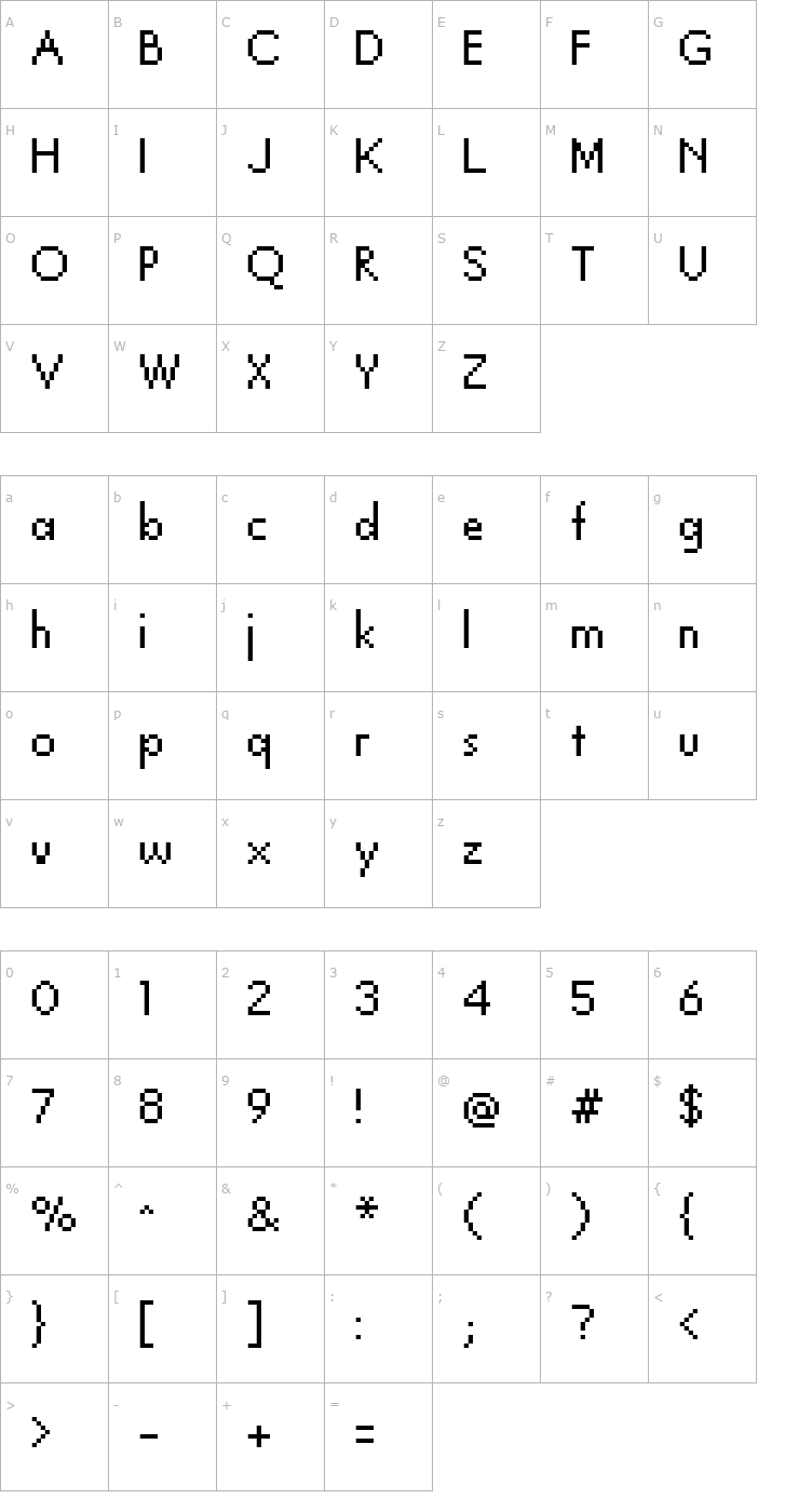 Character Map FFF Traditional Font