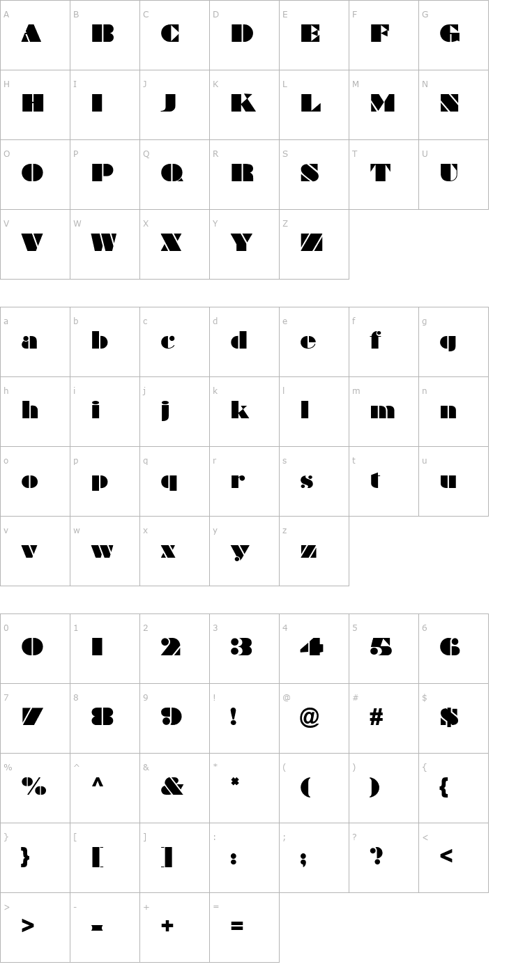 Character Map FFX Brag Font
