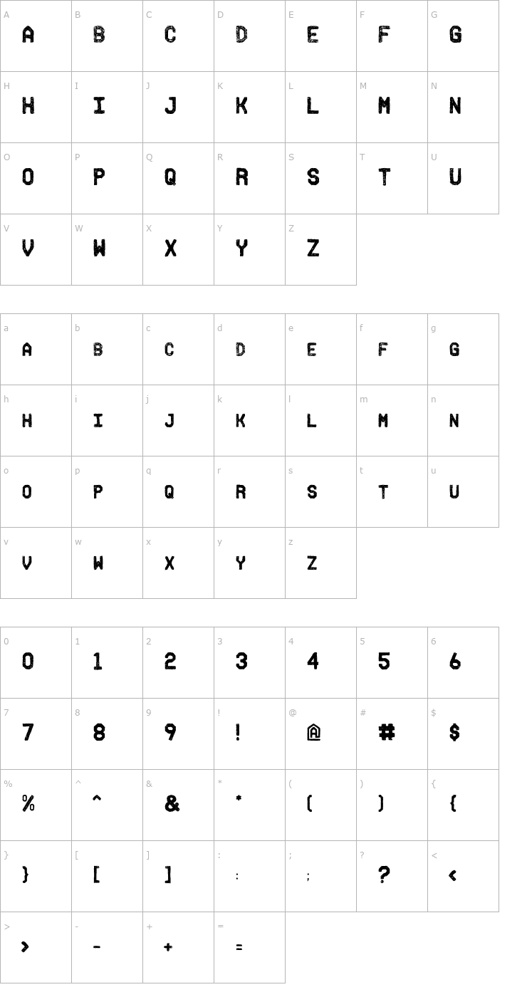 Character Map Fh_Ink OTF Font