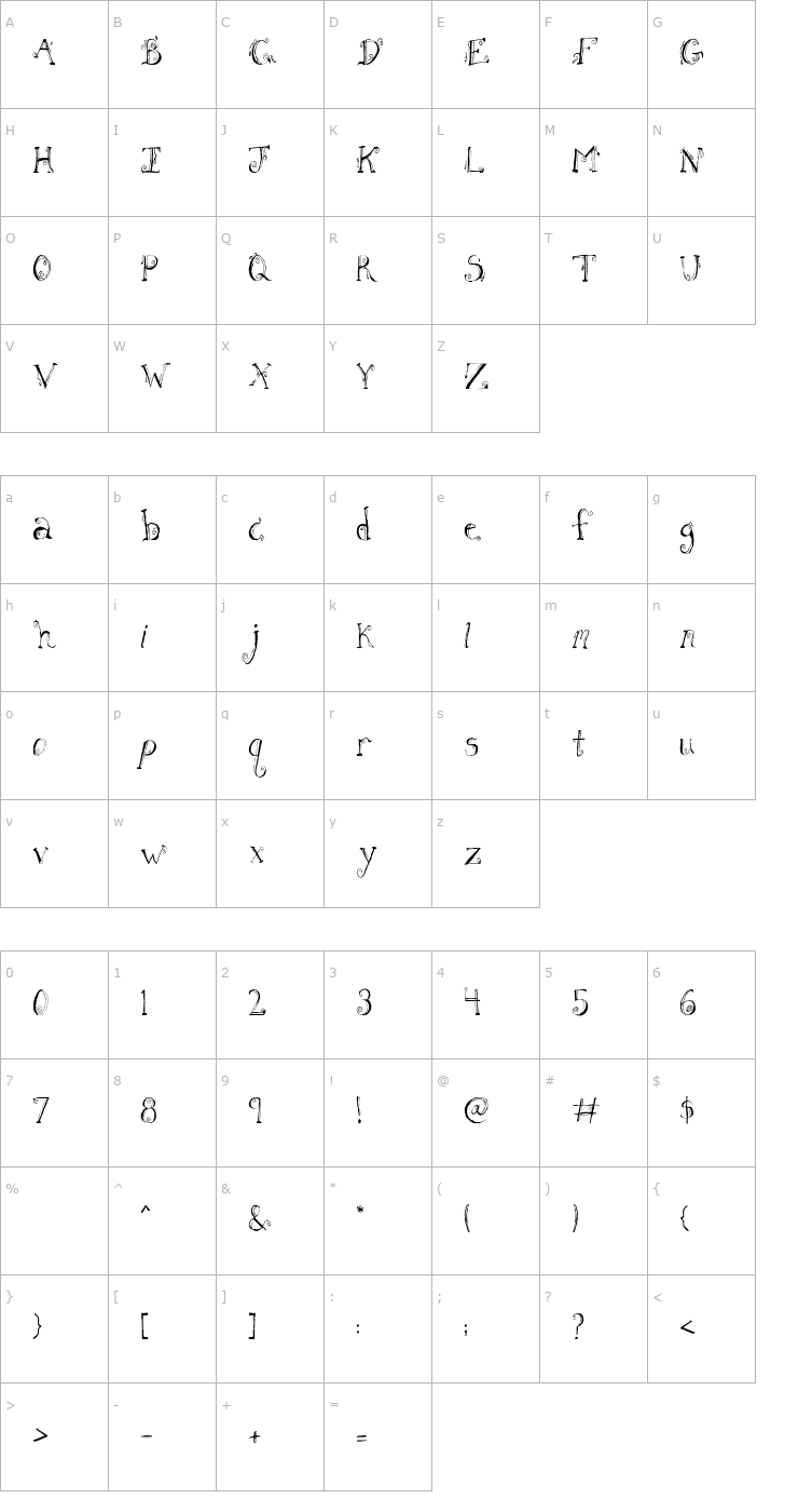 Character Map Fh_Letter Font