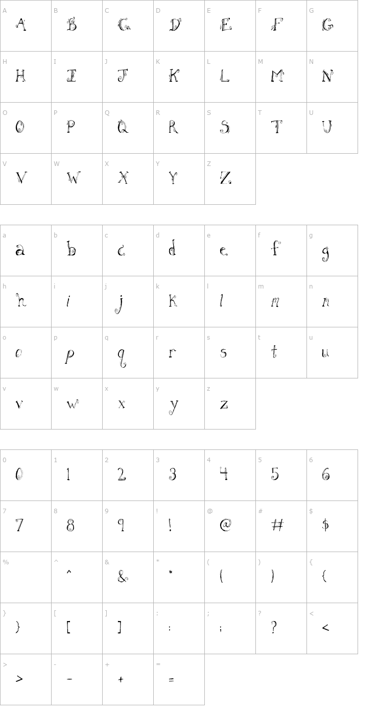 Character Map Fh_Letter OTF Font