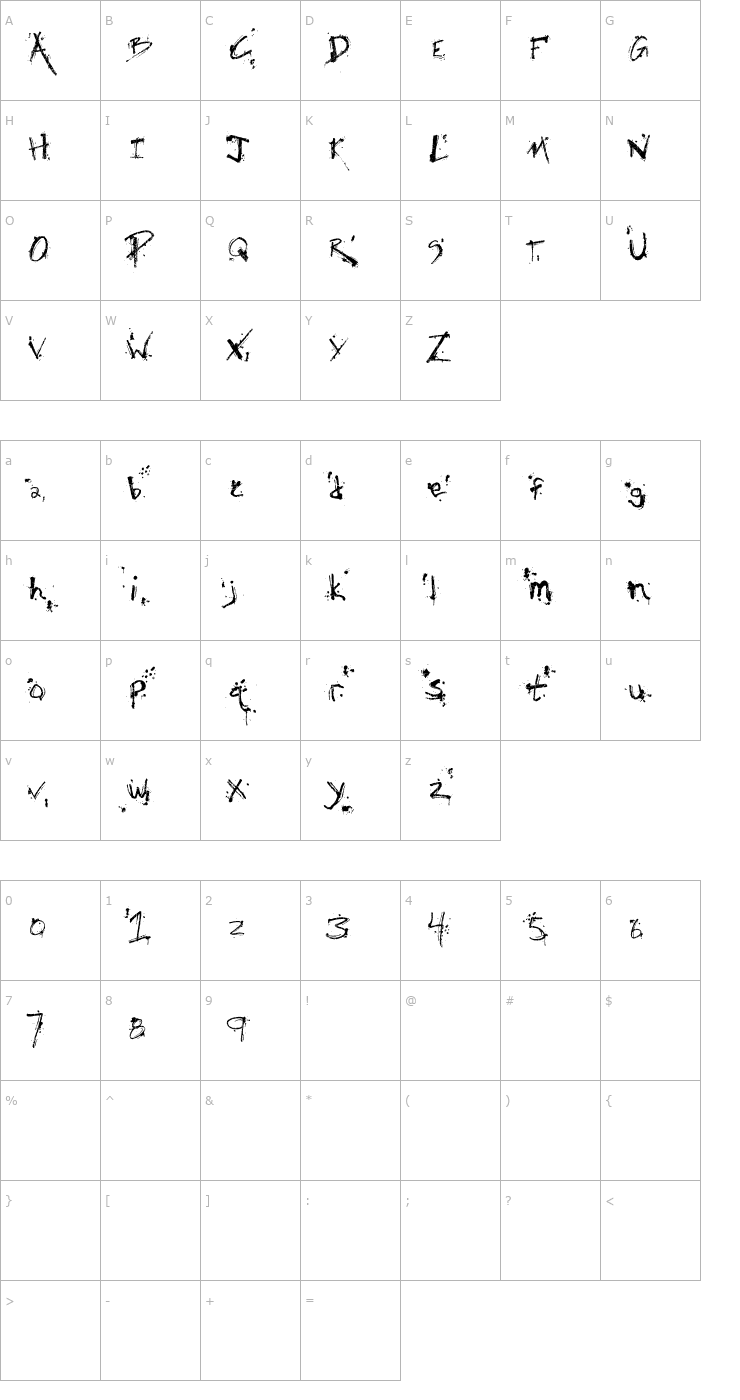 Character Map Fh_Obscene Font