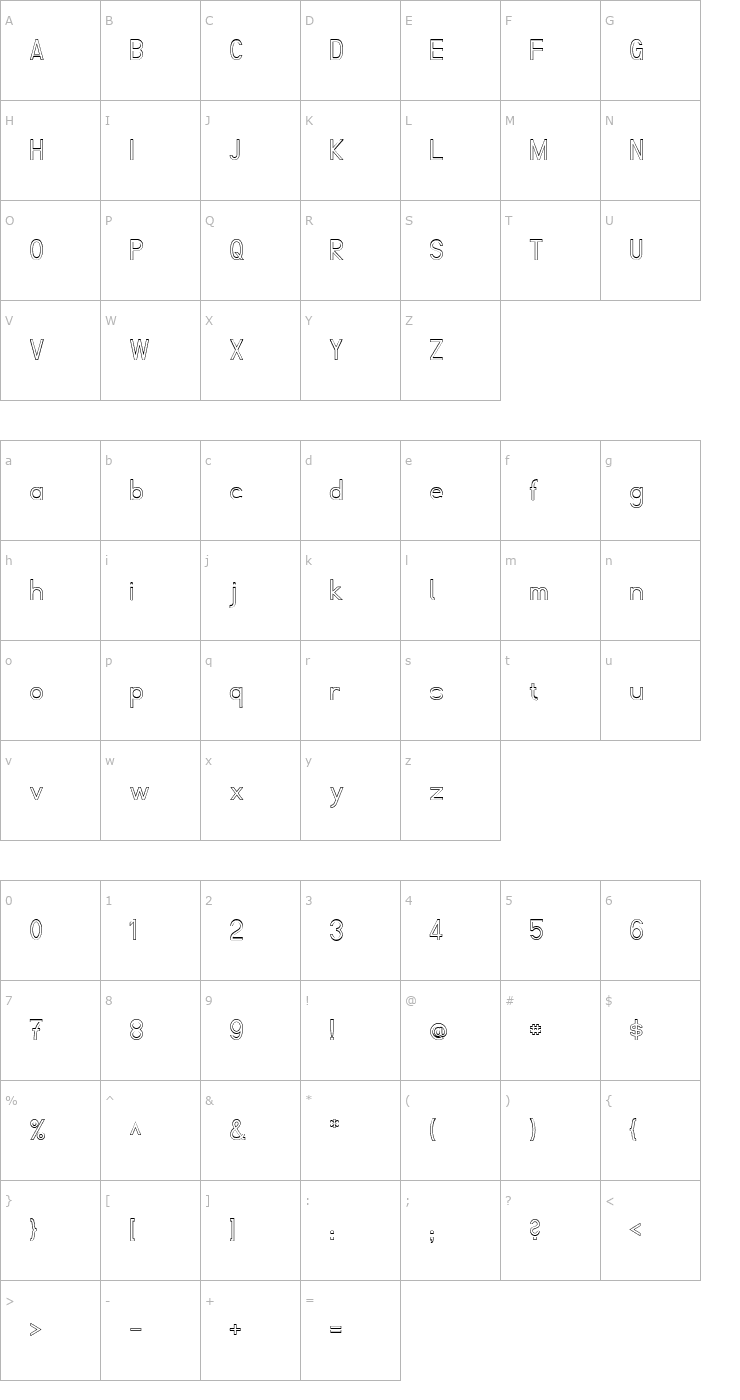 Character Map Fibel Nord Kontur Font