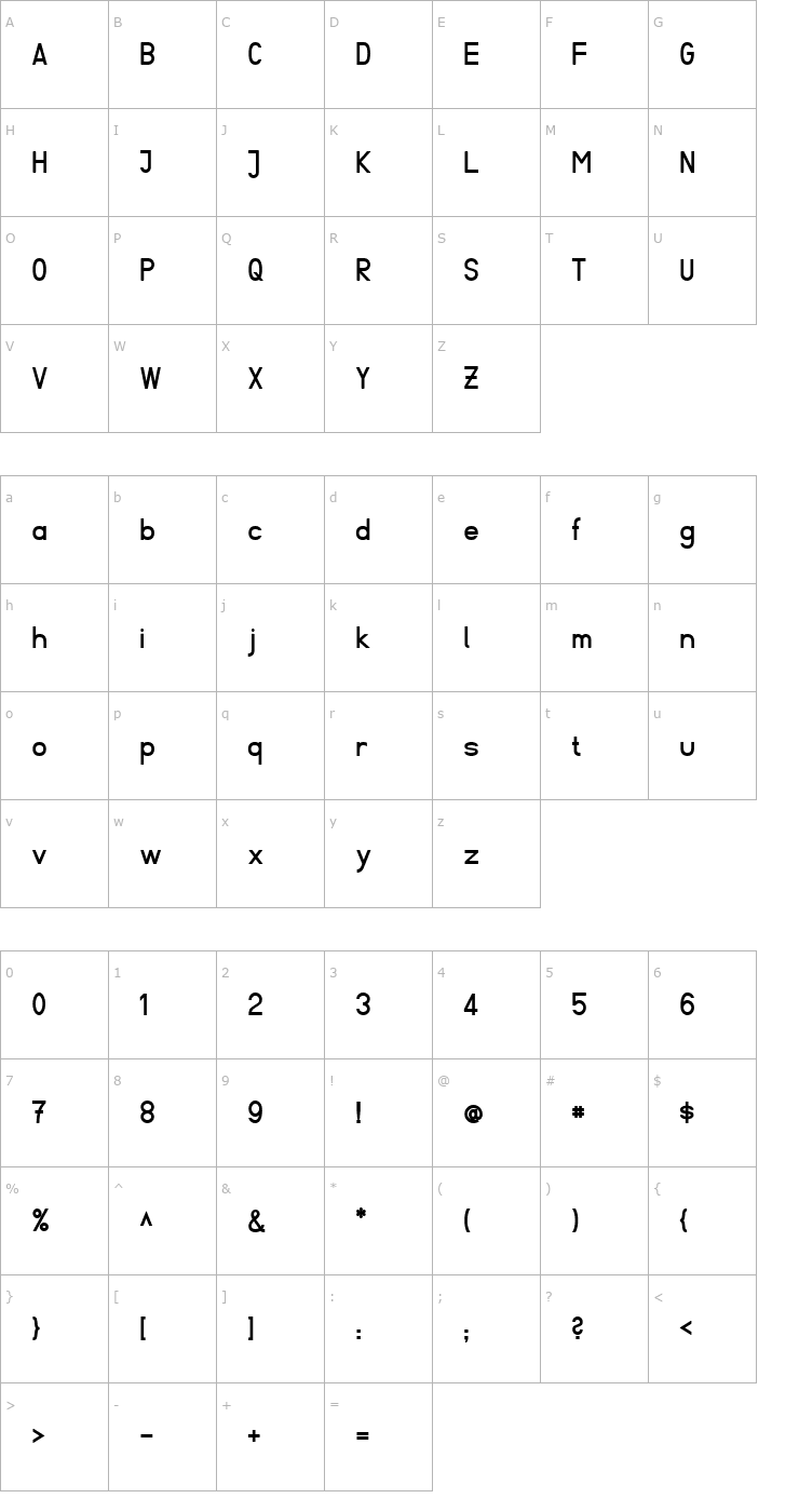 Character Map Fibel Sued Bold Font