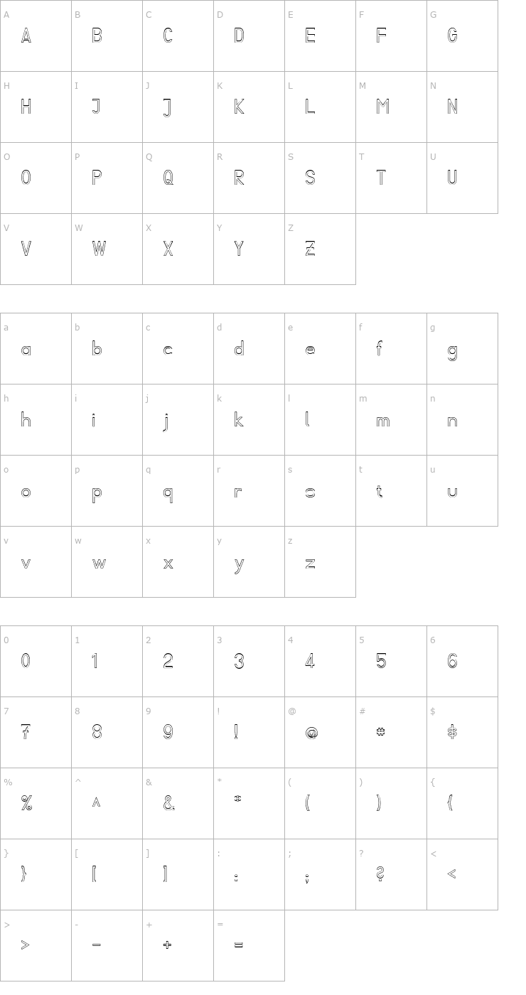 Character Map Fibel Sued Kontur Font