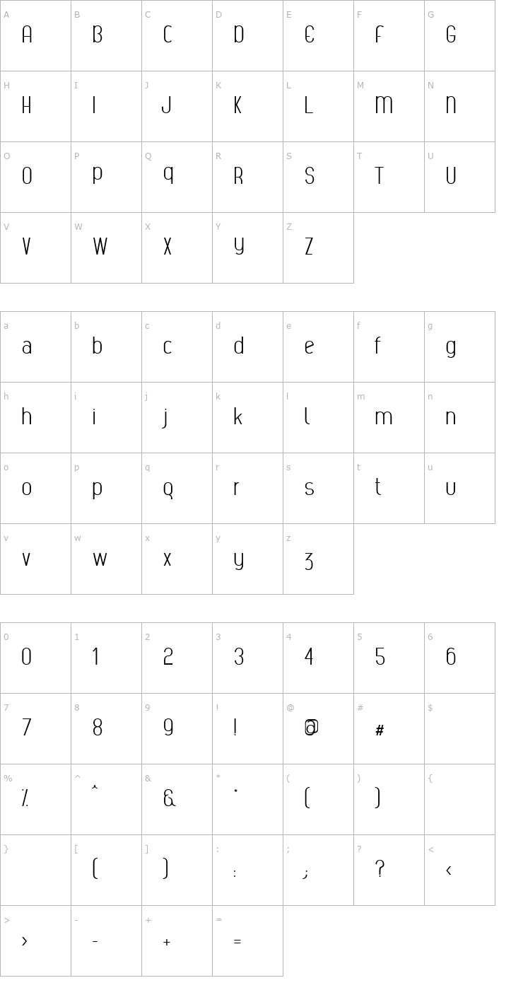 Character Map Ficus Font