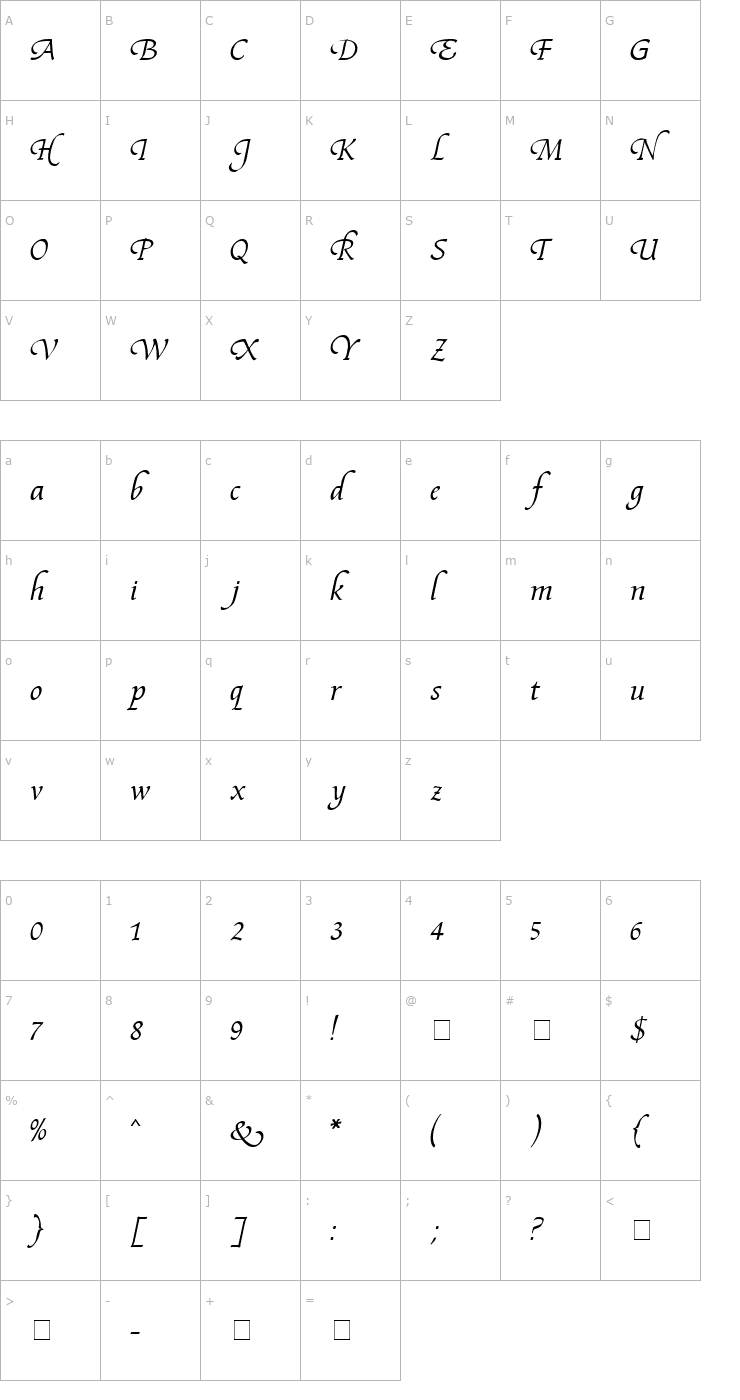 Character Map Fidelio MN Font