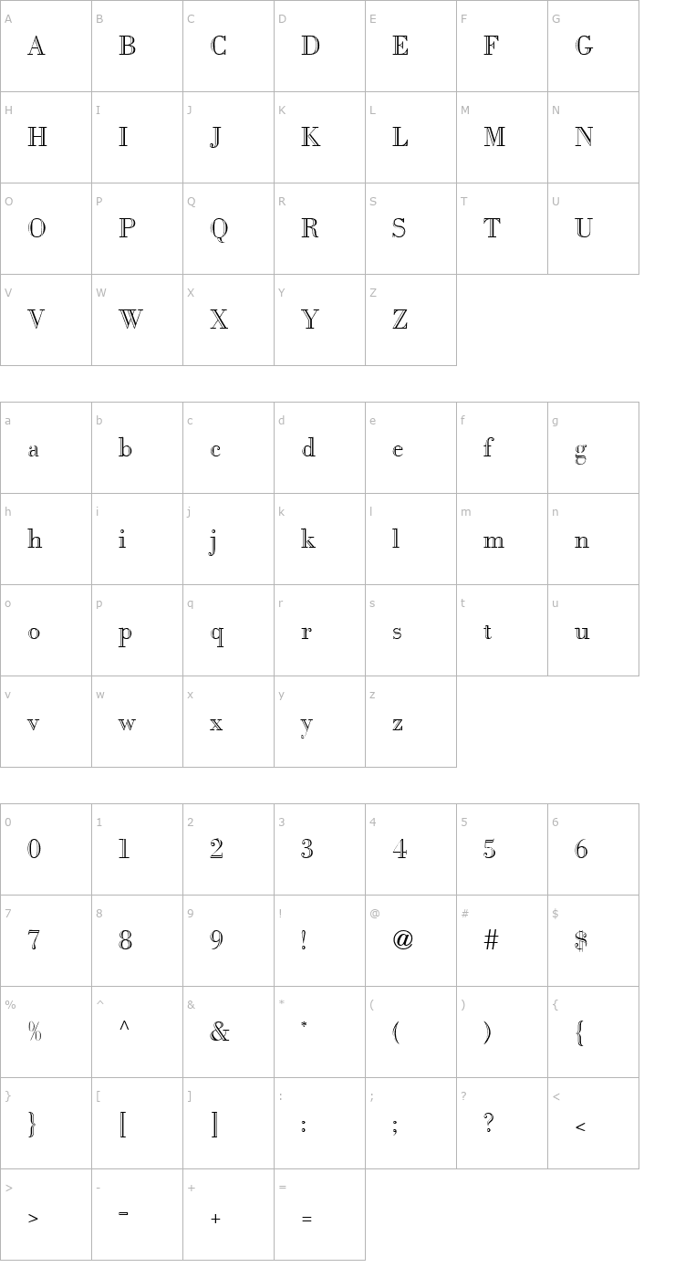 Character Map FifthAve Regular Font