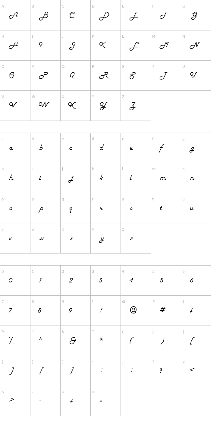 Character Map Fifties Font