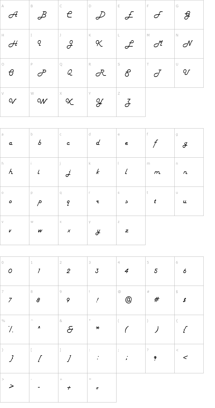 Character Map Fifties Regular Font