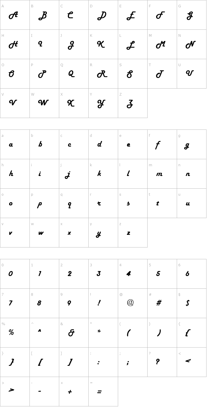 Character Map FiftiesHeavy Regular Font