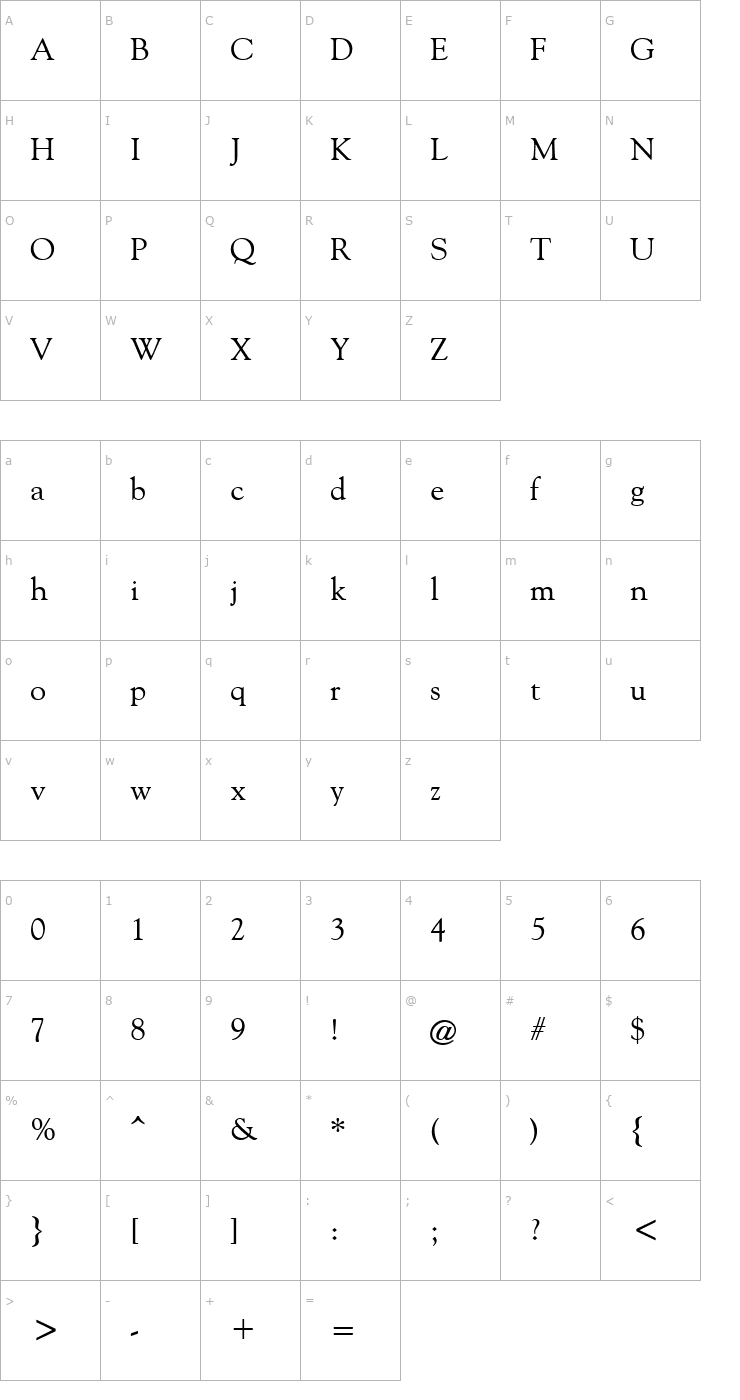 Character Map Filco Olde Style Font