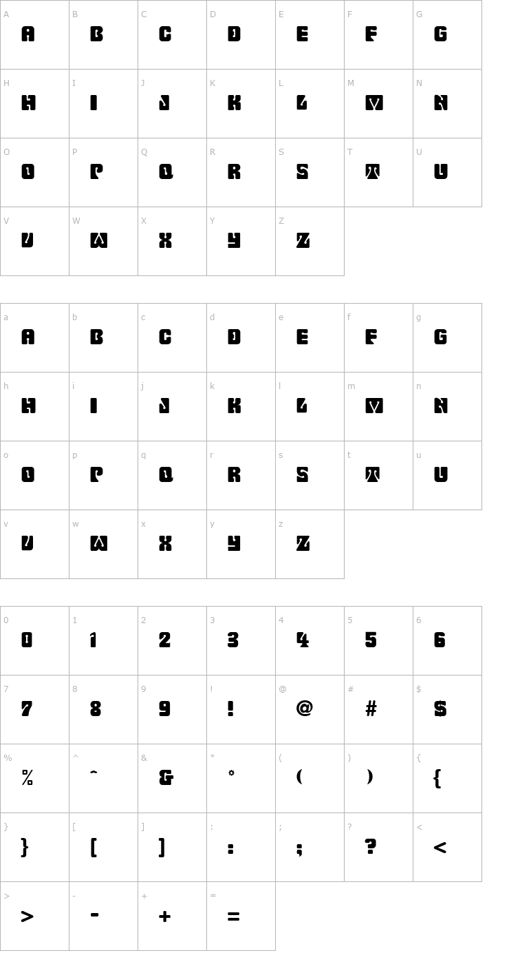 Character Map Fillmore Regular Font