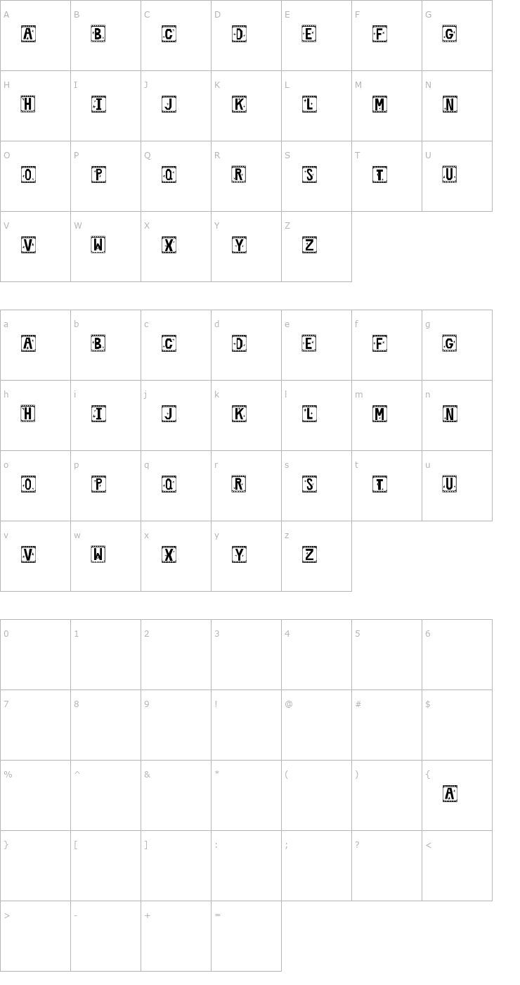 Character Map Film Star Font