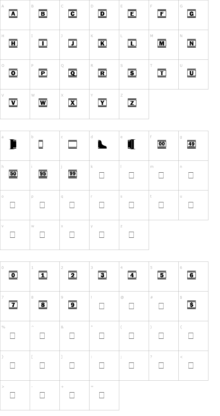 Character Map FilmStrip Font