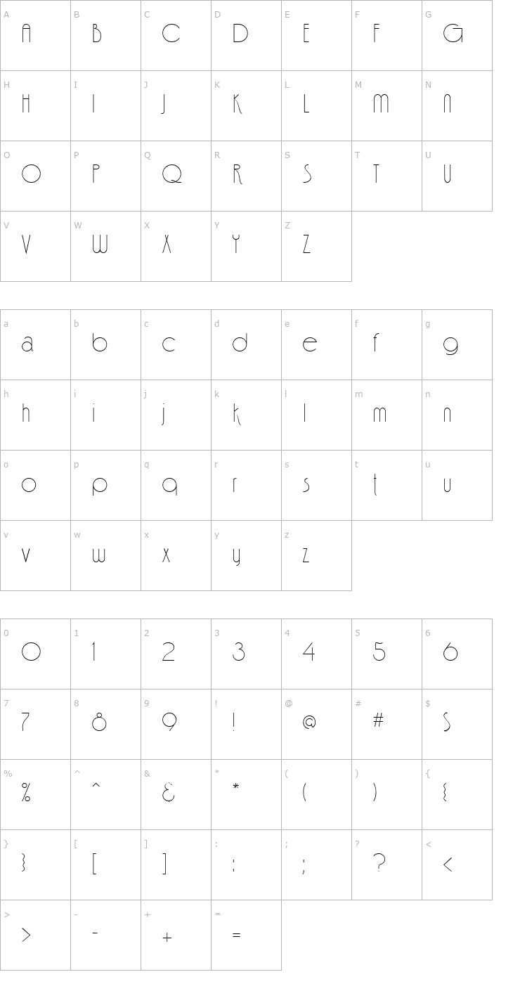 Character Map Fina Regular Font