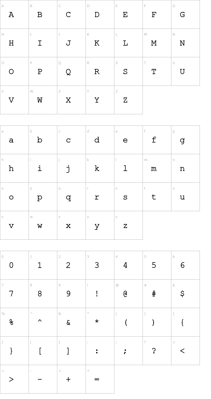 Character Map Final Draft Heavy Font