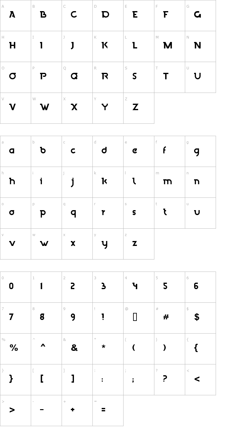 Character Map Finchley Font