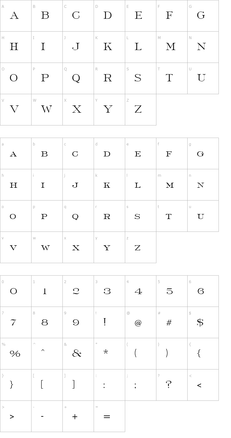 Character Map Finchley-Regular Font