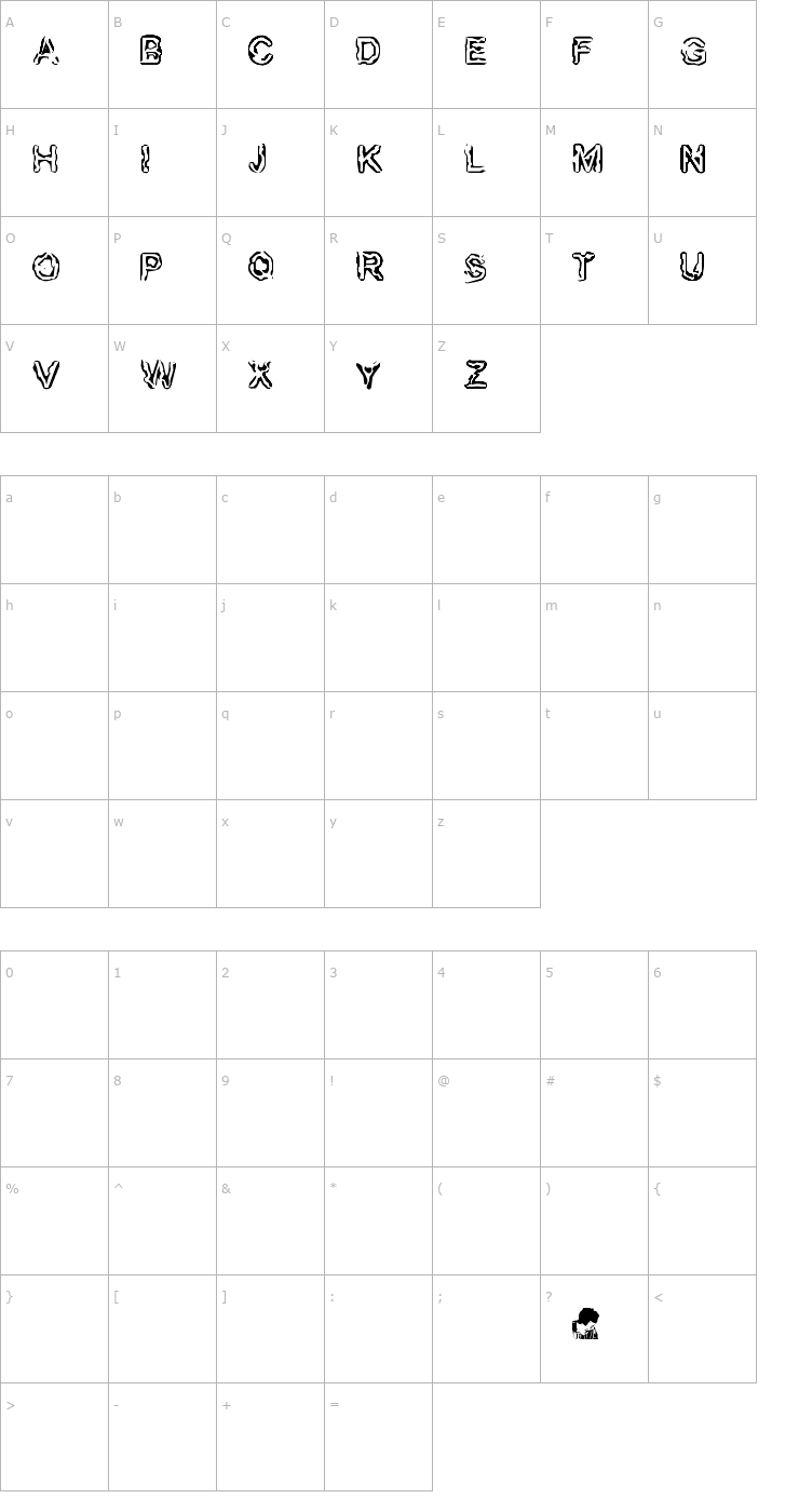Character Map FingeredFlesh Font