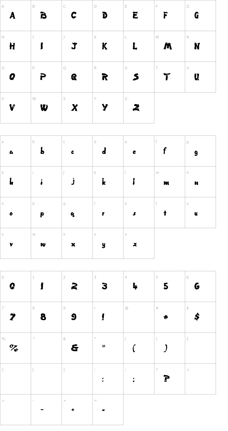 Character Map Fingerpaint Bold Font