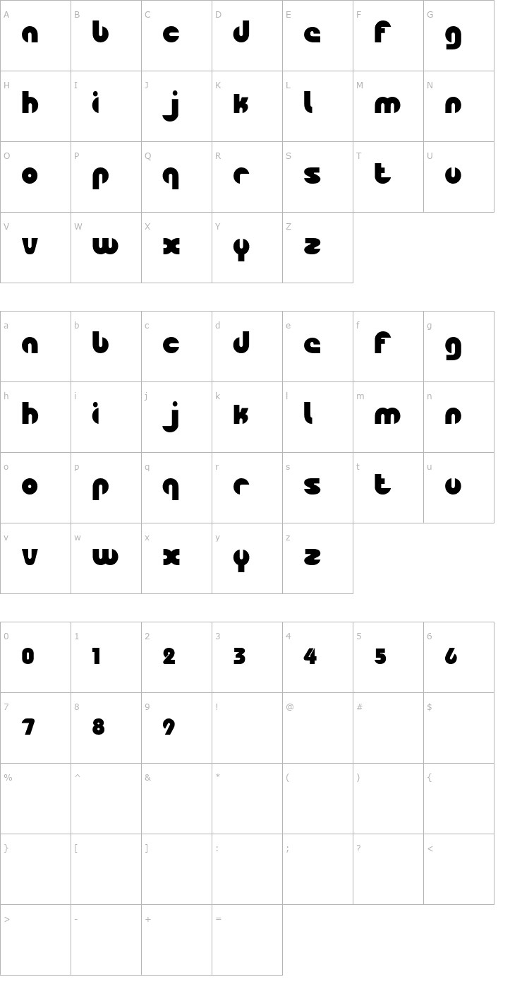 Character Map Fingerpop Font