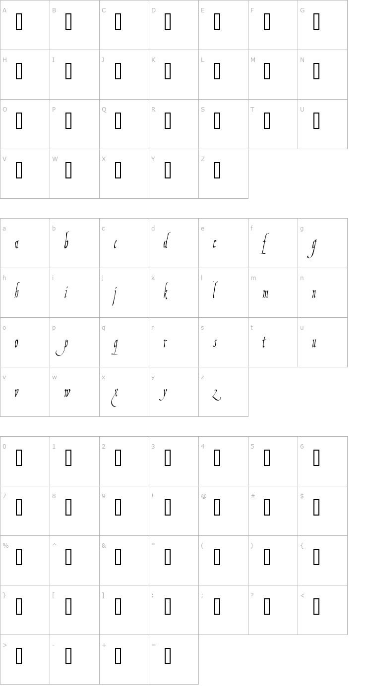Character Map Fiorenza Font