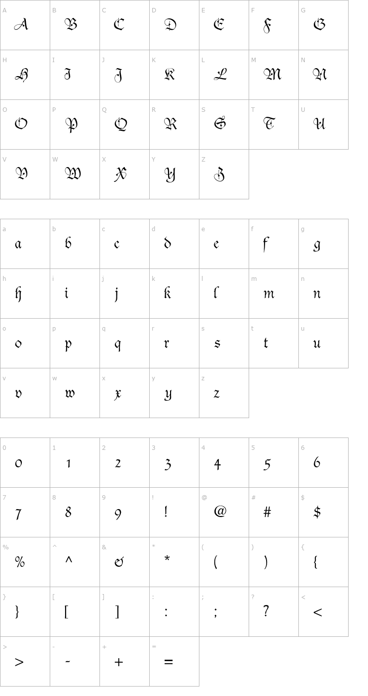 Character Map Fiorne Font