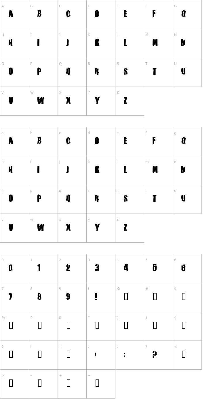 Character Map FireBomb Font