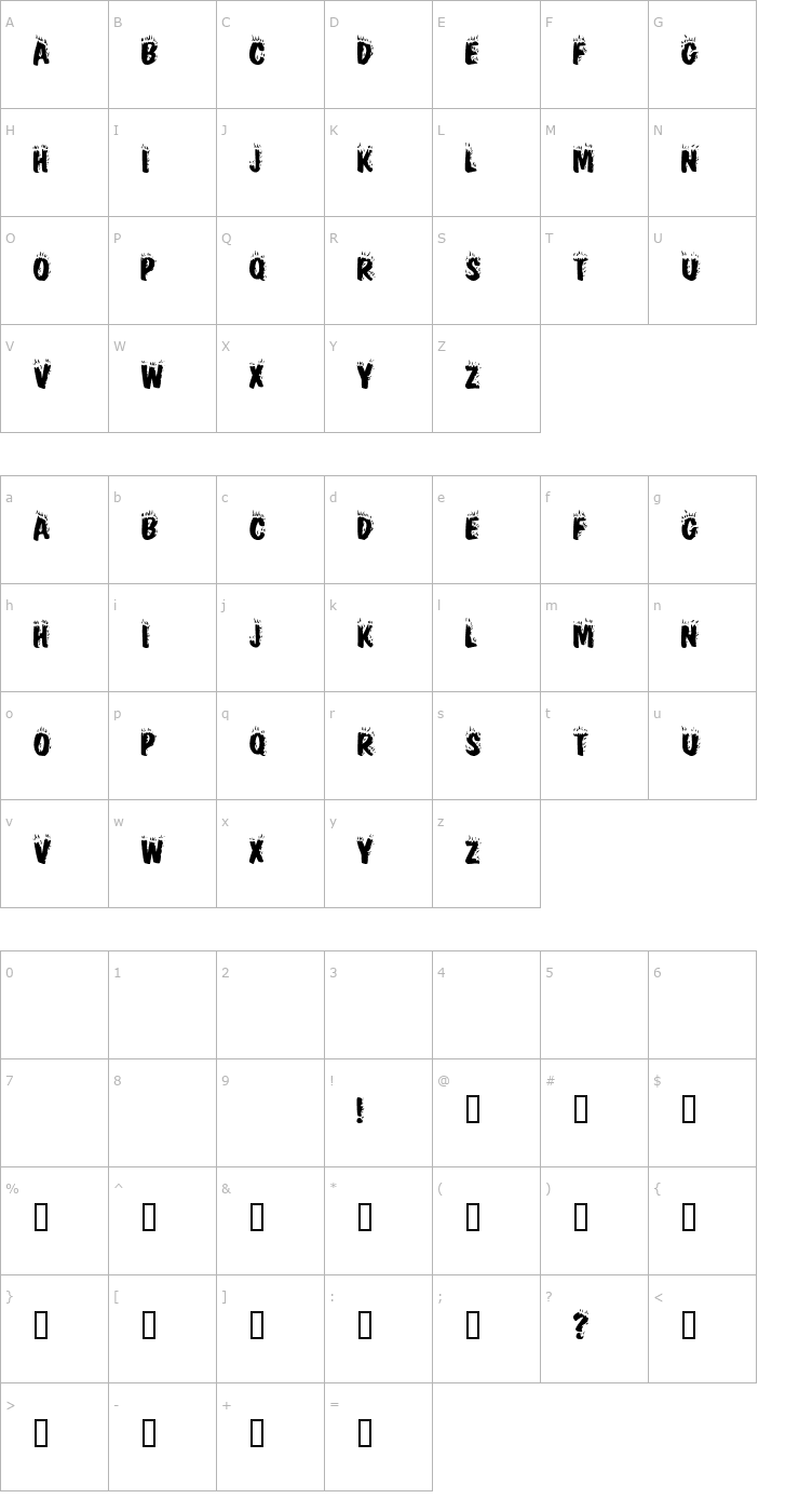 Character Map FirebugCapsSSK Font
