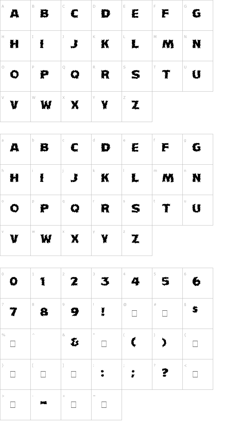 Character Map Firecat Medium Font