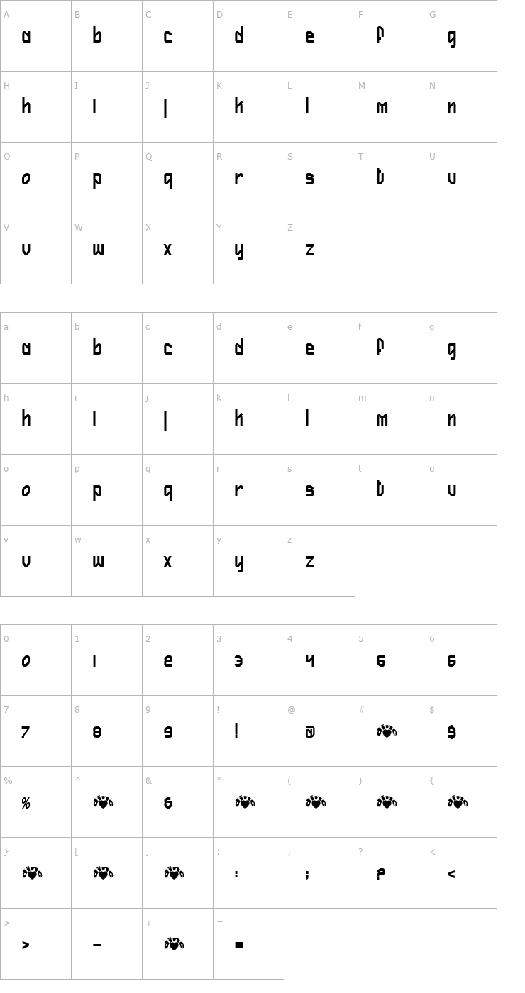 Character Map Firefly Font