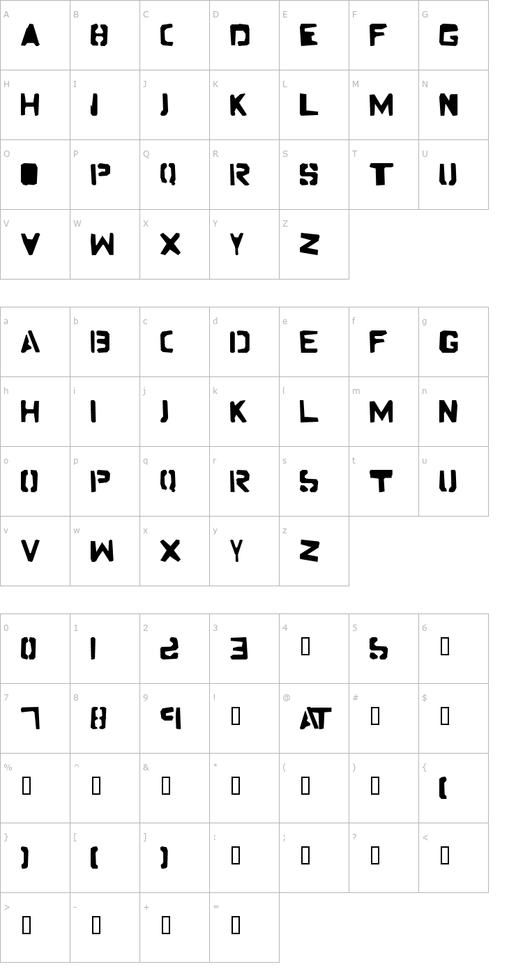 Character Map Firewater Font