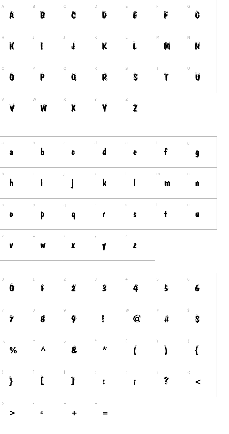 Character Map Firey Normal Font