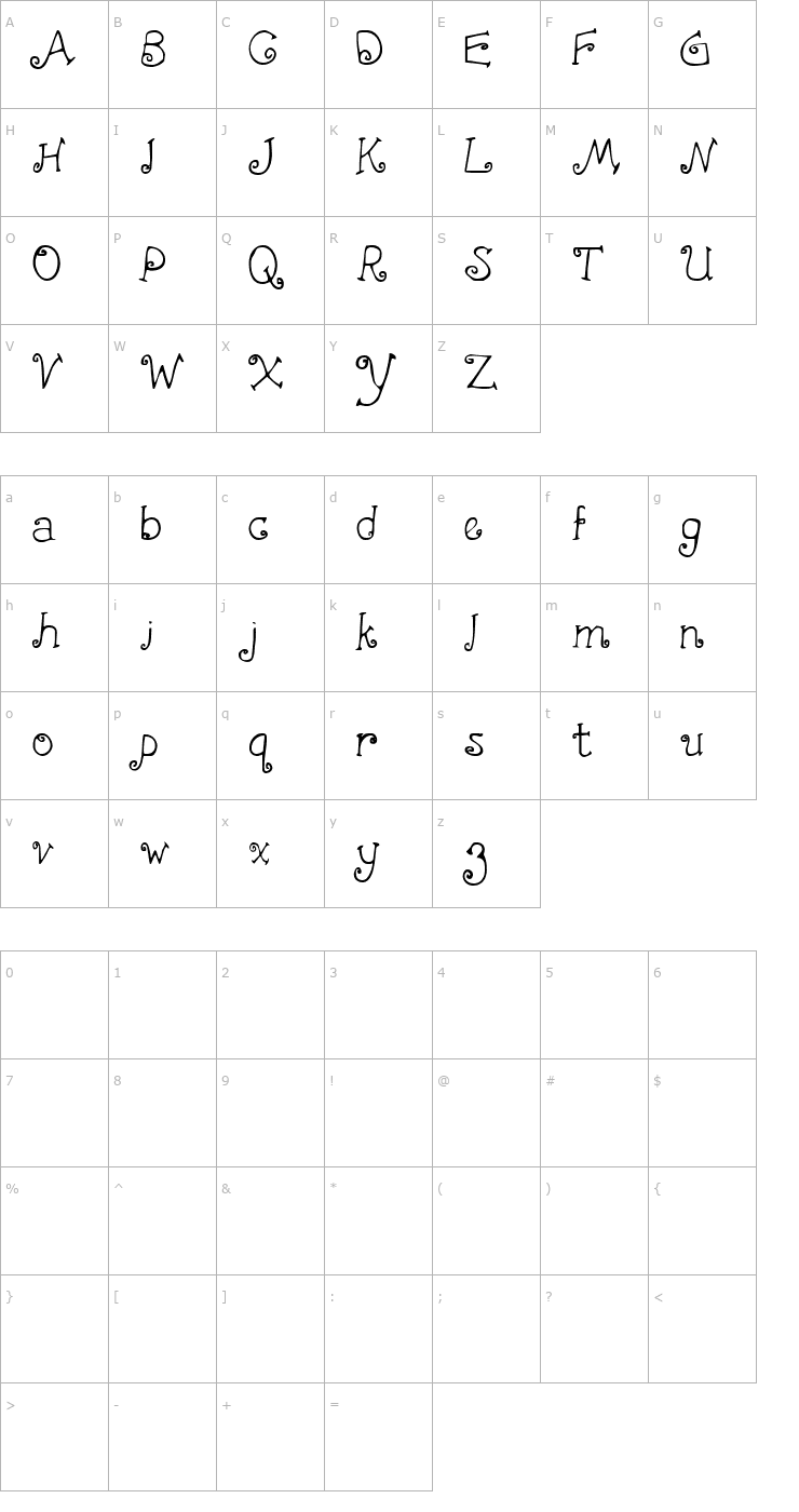 Character Map First Crush Font