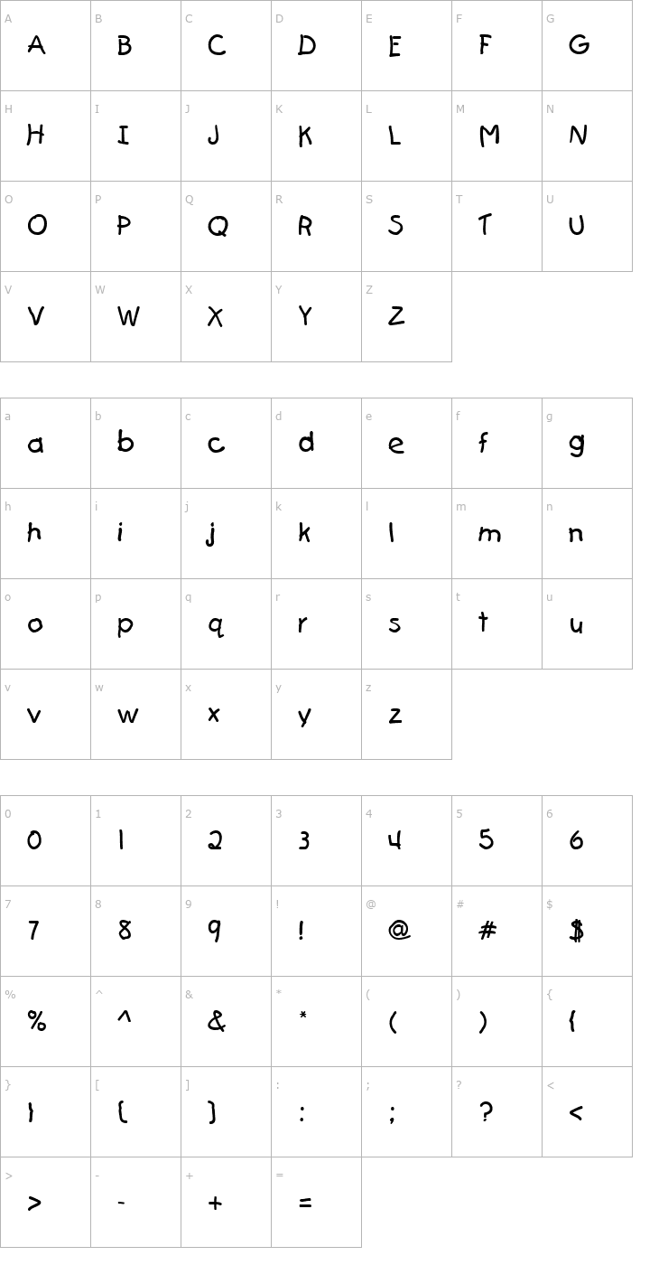 Character Map First Grader Font