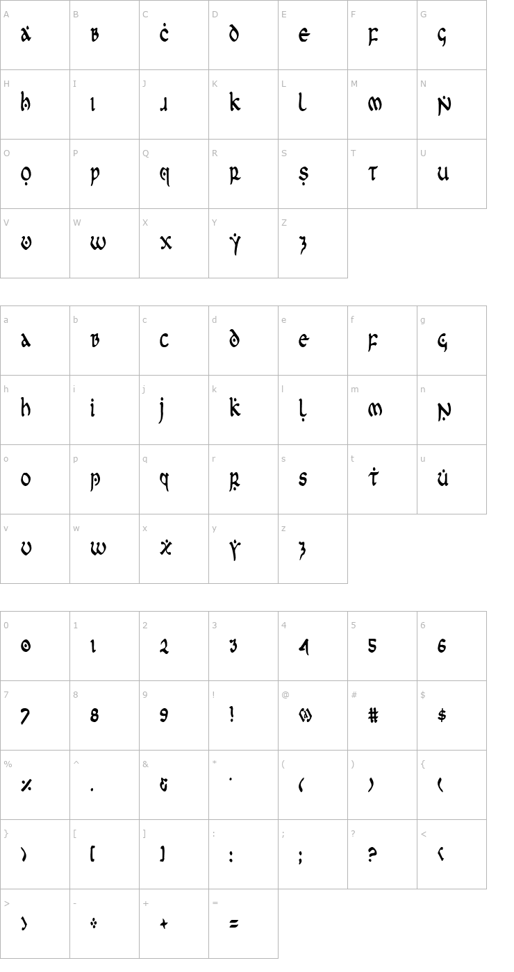 Character Map First Order Condensed Font
