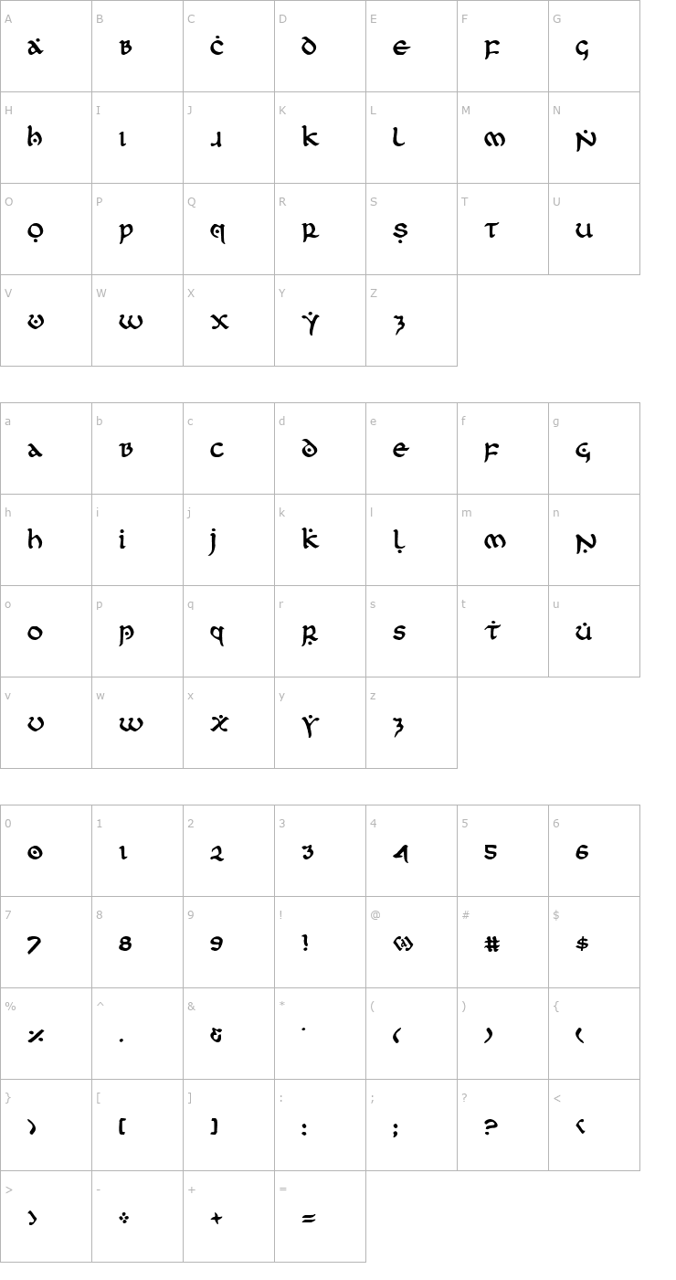 Character Map First Order Font