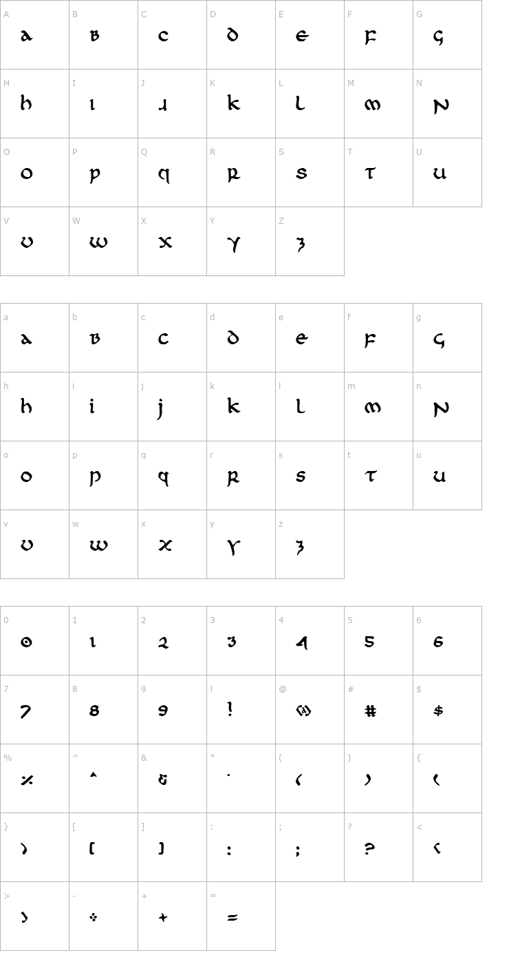 Character Map First Order Plain Font