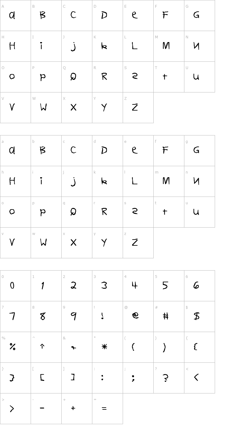Character Map FirstGradeDisplayCapsSSK Font