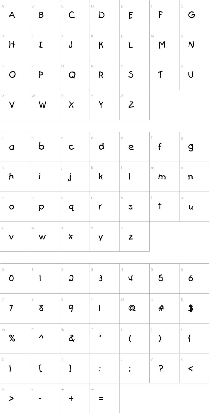 Character Map FirstGrader Font