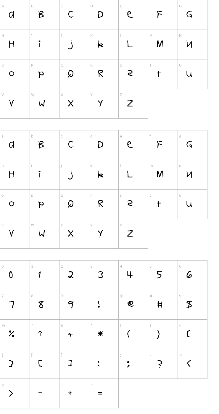 Character Map FirstGrader-Normal Font