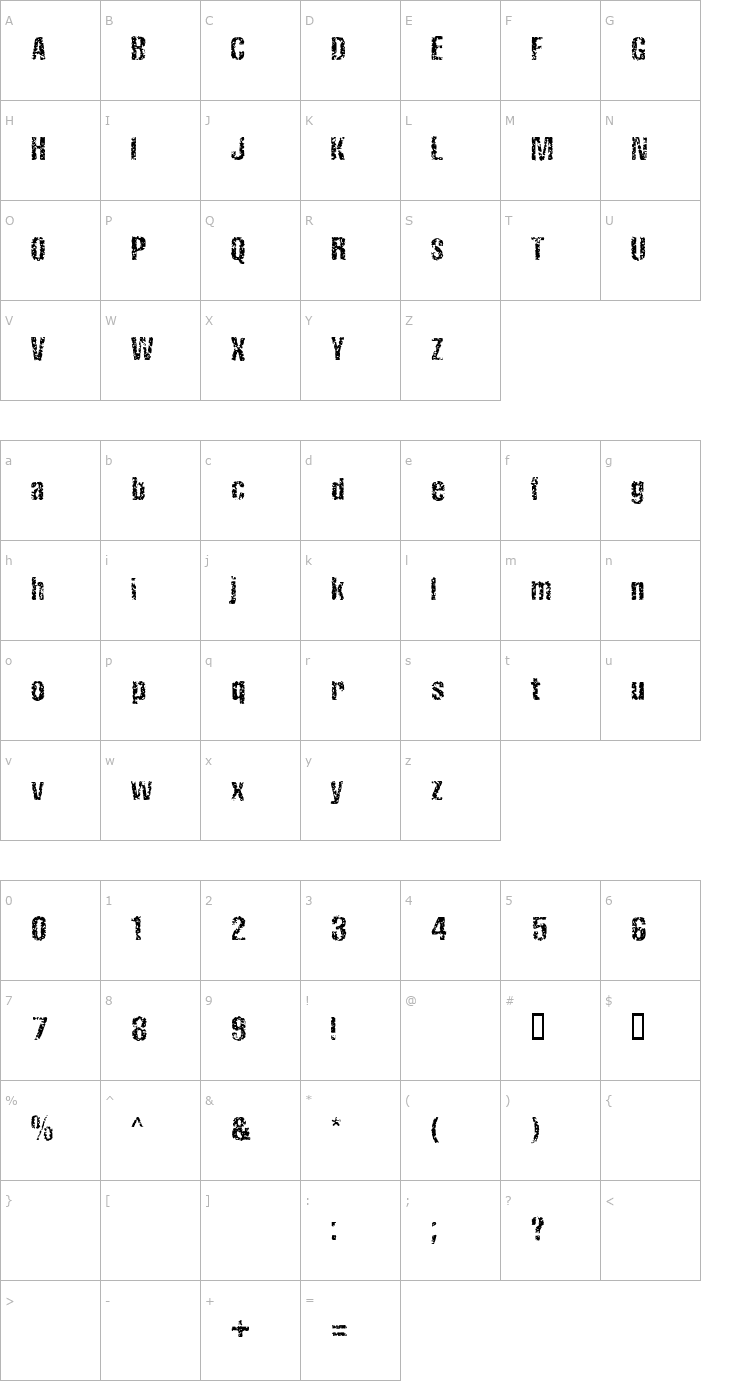 Character Map FistroRatted Normal Font