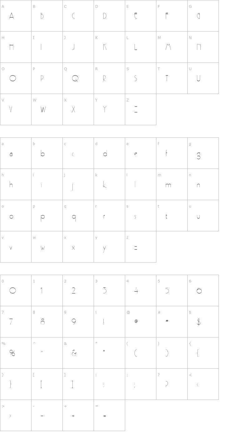 Character Map Fitz Normal Font