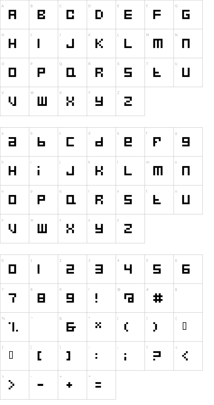 Character Map FiveBits Font